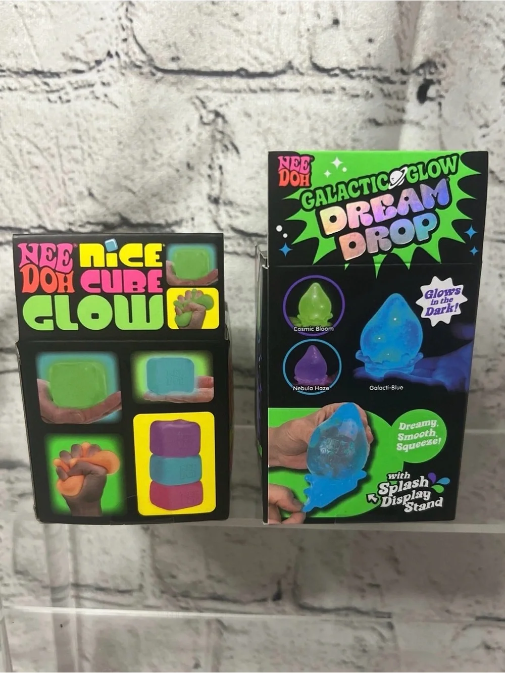 RARE FIND! Glow in the Dark NeeDoh Nice Cube Glow + Galatic Glow DreamDrop